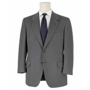 Oxxford Clothes Tweed Wool Sport Coat Herringbone Size 44R Gray Blazer